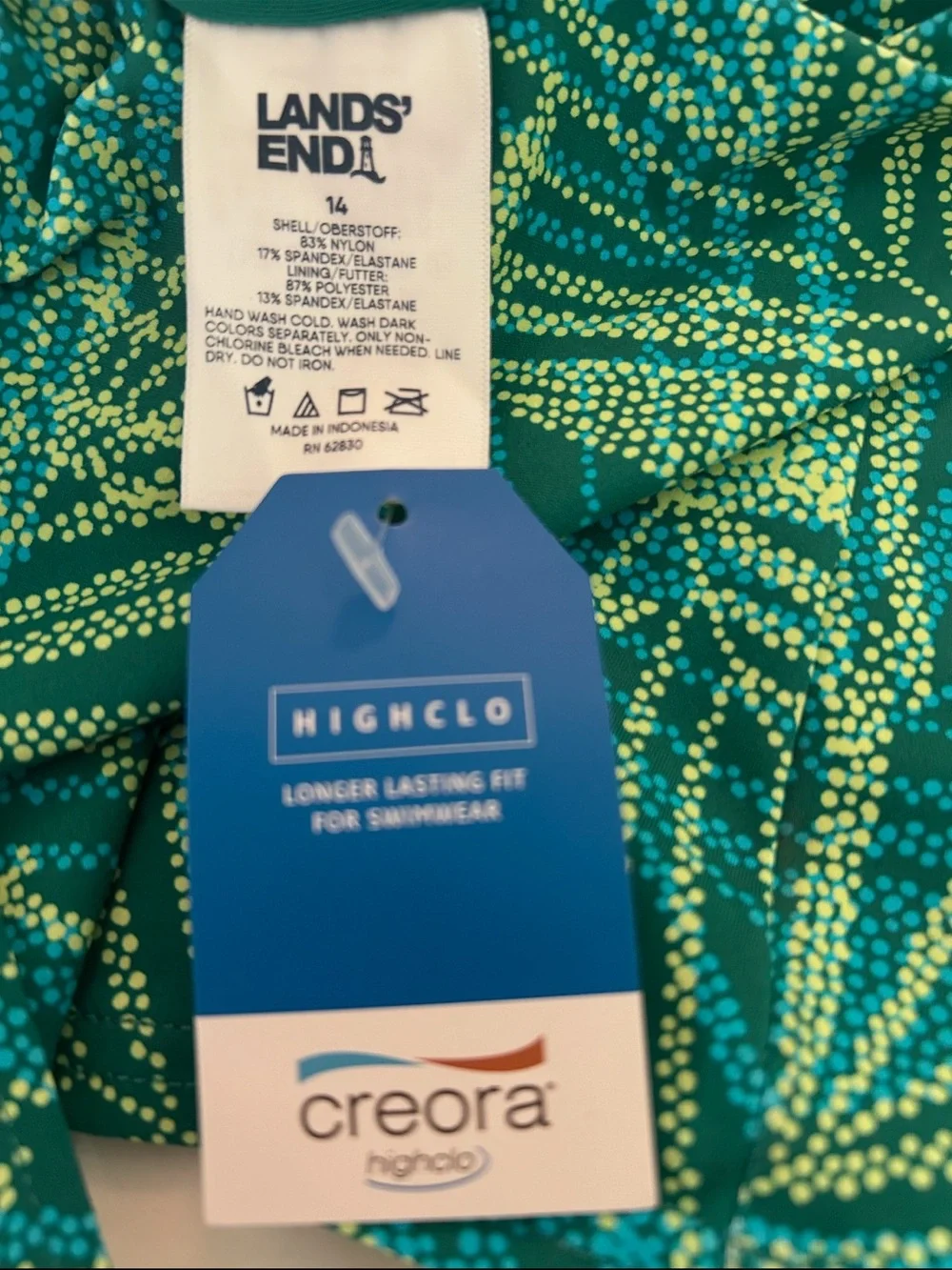 Lands' End Teal Leaf-Print Swim wear Dress